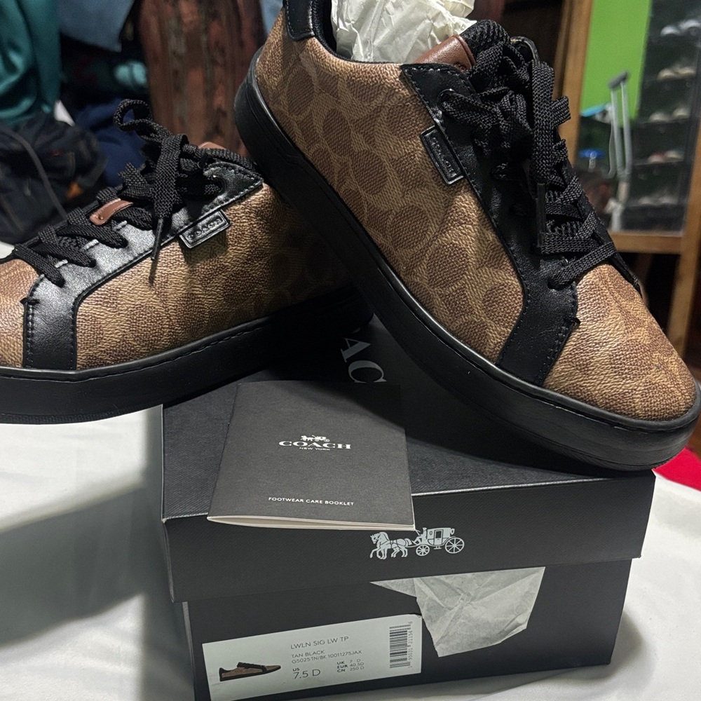 Coach Men's Signature Brown and Black Sneakers